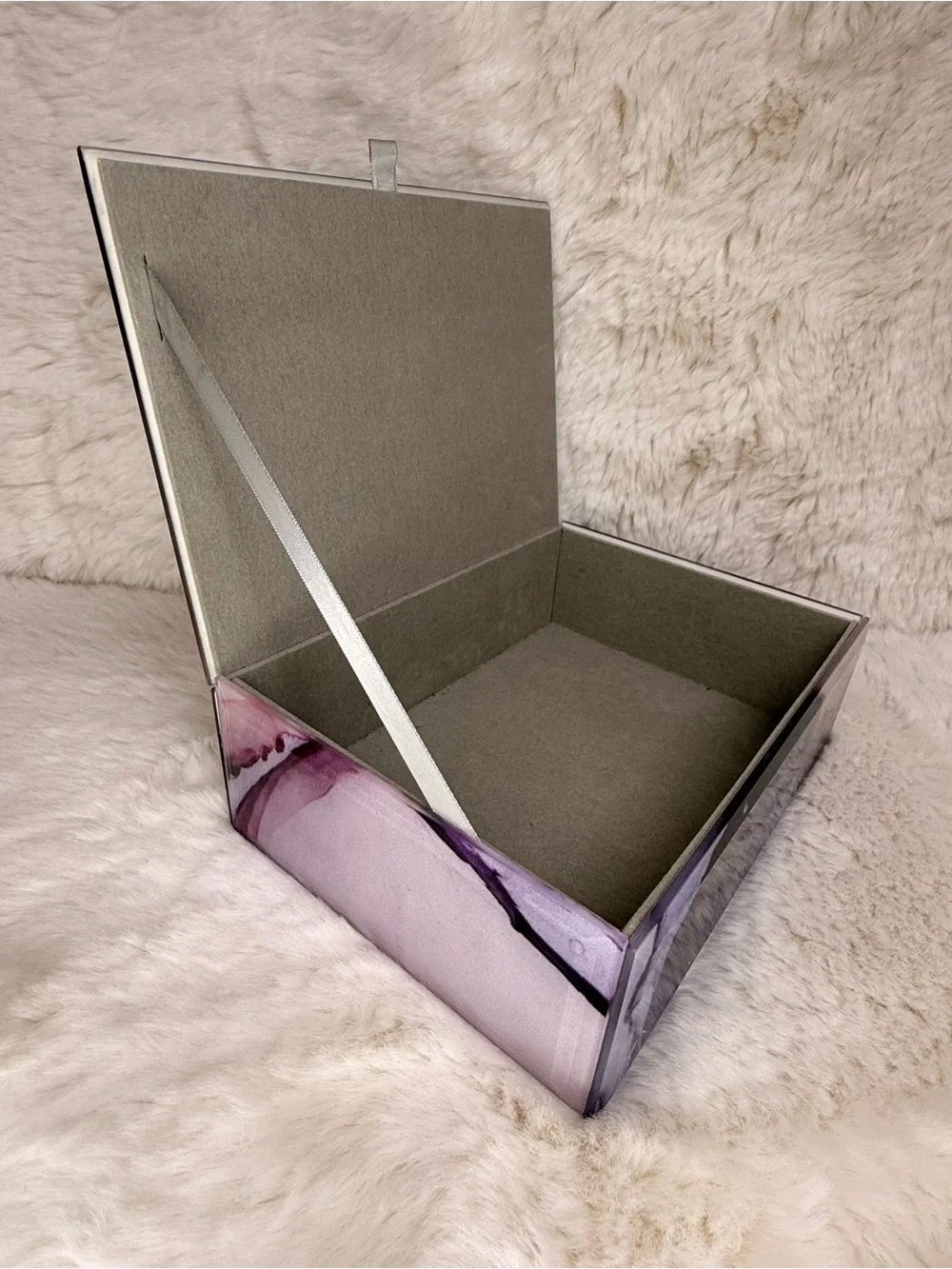 Rachel Zoe Decorative Glass Storage Box – Pink & Purple Elegant Marble Design